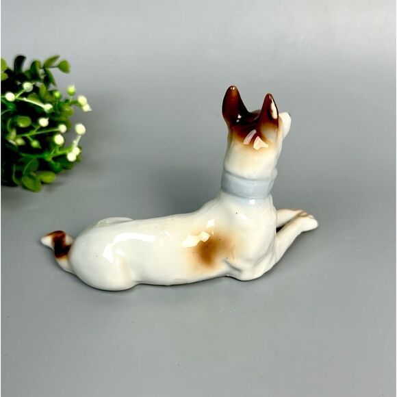 Vintage German Shepherd Dog Cream Brown Porcelain Dog Figurine Made In Japan - Picture 3 of 11